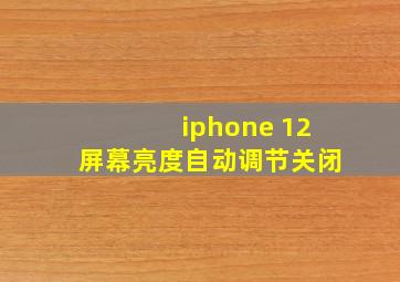 iphone 12屏幕亮度自动调节关闭